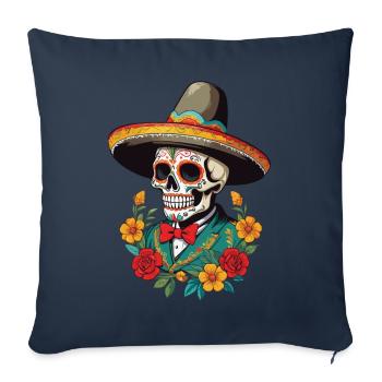 Iconic Sugar Skull Mexico Skull Streetwear - Sofa pillowcase 17,3'' x 17,3'' (45 x 45 cm) - navy - Front
