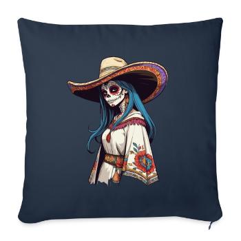Iconic Sugar Skull Mexico Skull Streetwear - Sofa pillowcase 17,3'' x 17,3'' (45 x 45 cm) - navy - Front