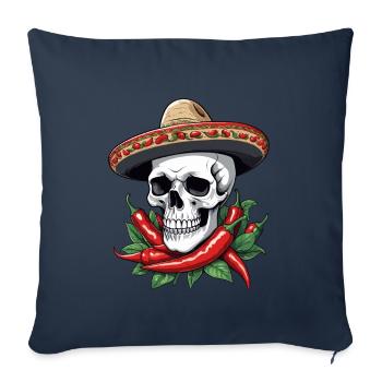 Esthétique Chili Skull Design Style mexicain - Housse de coussin décorative 45 x 45 cm - bleu marine - Devant