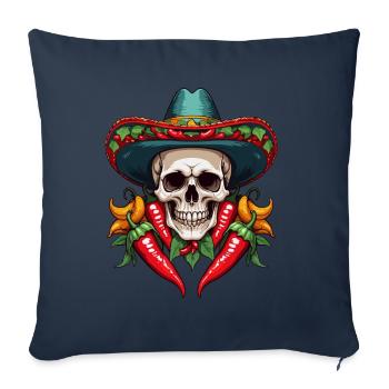Esthétique Chili Skull Design Style mexicain - Housse de coussin décorative 45 x 45 cm - bleu marine - Devant