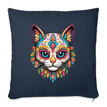 Cat Iconic Sugar Skull Mexican - Sofa pillowcase 17,3'' x 17,3'' (45 x 45 cm) - navy - Front