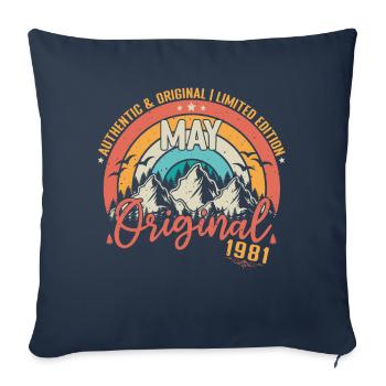 Mai 1981 Mai Jubiläum 1981 Mai Original - Sofakissenbezug 45 x 45 cm - Navy - Vorne