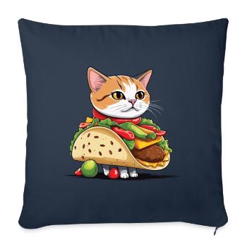 Taco Cat Cinco De Mayo Esthétique Nourriture Amour - Housse de coussin décorative 45 x 45 cm - bleu marine - Devant