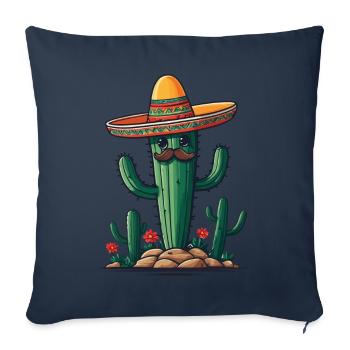 Cactus Fiesta Cacti With Sombrero Funny Design - Sofa pillowcase 17,3'' x 17,3'' (45 x 45 cm) - navy - Front