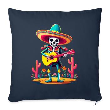 Mexican mariachi skeleton guitarist - Sofa pillowcase 17,3'' x 17,3'' (45 x 45 cm) - navy - Front