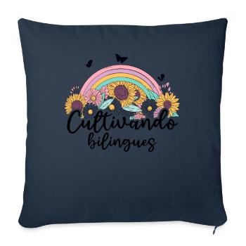 Cultivando Bilingües Professeur d’espagnol - Housse de coussin décorative 45 x 45 cm - bleu marine - Devant