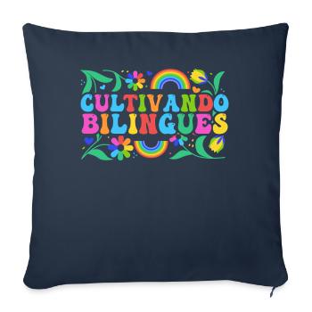 Cultivando Bilingües Professeur d’espagnol - Housse de coussin décorative 45 x 45 cm - bleu marine - Devant