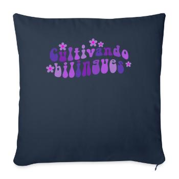 Cultivando Bilingües Professeur d’espagnol - Housse de coussin décorative 45 x 45 cm - bleu marine - Devant