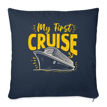 Mes premières vacances en famille en croisière - Amusant - Housse de coussin décorative 45 x 45 cm - bleu marine - Devant