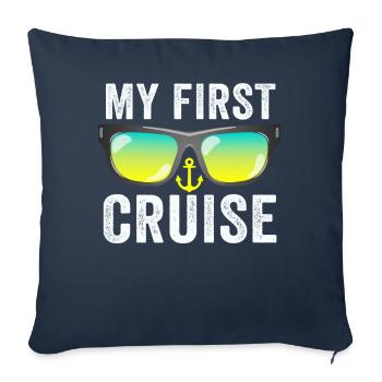 Mes premières vacances en famille en croisière - Amusant - Housse de coussin décorative 45 x 45 cm - bleu marine - Devant