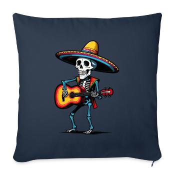 Mexican mariachi skeleton guitarist - Sofa pillowcase 17,3'' x 17,3'' (45 x 45 cm) - navy - Front