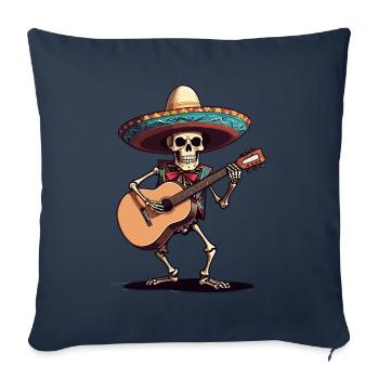 Mexican mariachi skeleton guitarist - Sofa pillowcase 17,3'' x 17,3'' (45 x 45 cm) - navy - Front