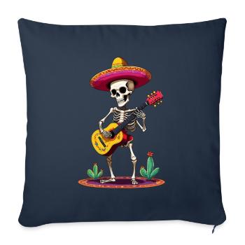 Mexican mariachi skeleton guitarist - Sofa pillowcase 17,3'' x 17,3'' (45 x 45 cm) - navy - Front