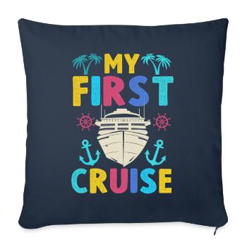 Mes premières vacances en famille en croisière - Amusant - Housse de coussin décorative 45 x 45 cm - bleu marine - Devant