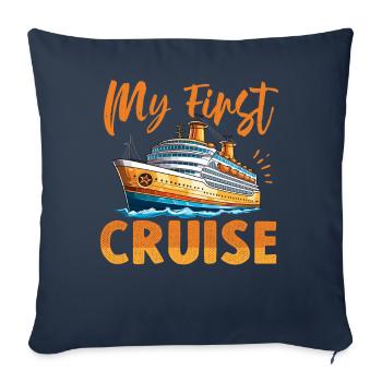 Mes premières vacances en famille en croisière - Amusant - Housse de coussin décorative 45 x 45 cm - bleu marine - Devant