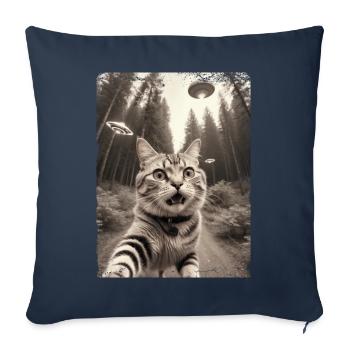 Selfie de chats avec la conception d’un vaisseau spatial extraterrestre - Housse de coussin décorative 45 x 45 cm - bleu marine - Devant