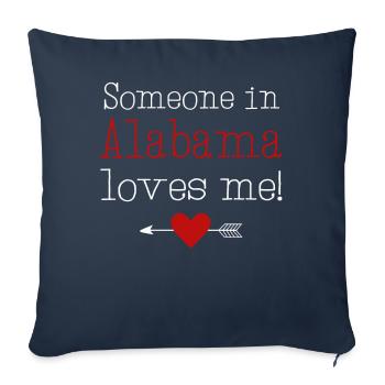 Quelqu’un en Alabama m’aime - Housse de coussin décorative 45 x 45 cm - bleu marine - Devant