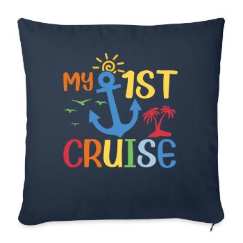 Ma première croisière en famille - Fun - Housse de coussin décorative 45 x 45 cm - bleu marine - Devant