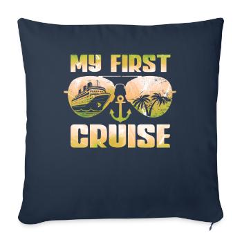Ma première croisière en famille - Fun - Housse de coussin décorative 45 x 45 cm - bleu marine - Devant