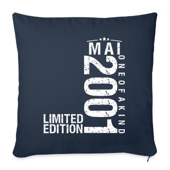 Mai 2001 Mai anniversaire Mai 2001 - Housse de coussin décorative 45 x 45 cm - bleu marine - Devant