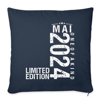 Mai 2024 Mai anniversaire Mai 2024 - Housse de coussin décorative 45 x 45 cm - bleu marine - Devant