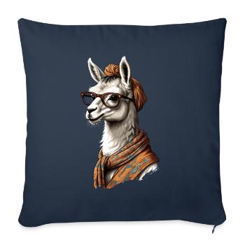 Funny Llama Alpaca Mother Design Lovers - Sofa pillowcase 17,3'' x 17,3'' (45 x 45 cm) - navy - Front