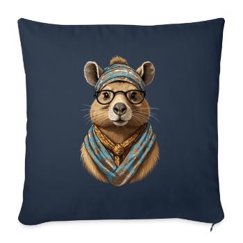 Drôle Capymama Capybara conception de fête des mères - Housse de coussin décorative 45 x 45 cm - bleu marine - Devant
