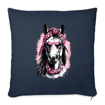 Maman Cheval Cheval Amant Maman Élégant - Housse de coussin décorative 45 x 45 cm - bleu marine - Devant