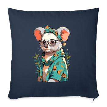 Drôle Koala Maman Mignon Koala Ours Amour - Housse de coussin décorative 45 x 45 cm - bleu marine - Devant