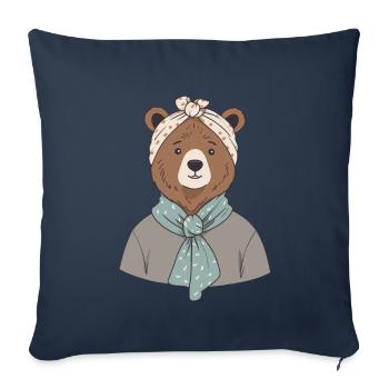 Drôle Maman Ours Mère Ours Ours Amoureux de l’Ours - Housse de coussin décorative 45 x 45 cm - bleu marine - Devant