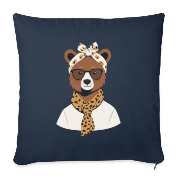 Drôle de maman ours fête des mères amant de l’ours - Housse de coussin décorative 45 x 45 cm - bleu marine - Devant
