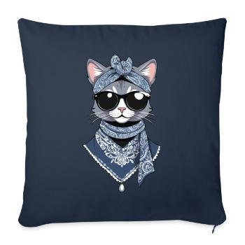 Mignon Chat Maman Cat Amant Maman Style - Housse de coussin décorative 45 x 45 cm - bleu marine - Devant