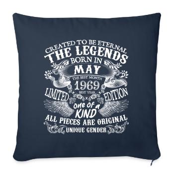 Mai 1969 anniversaire 1969 Mai meilleure année - Housse de coussin décorative 45 x 45 cm - bleu marine - Devant