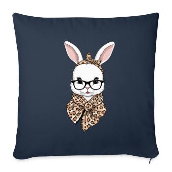 Maman Lapin Mignon Lapin Maman Mignon Lapin de Pâques - Housse de coussin décorative 45 x 45 cm - bleu marine - Devant