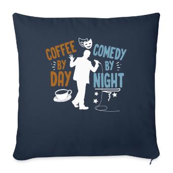 Café Le Jour Comédie La Nuit Comédien - Housse de coussin décorative 45 x 45 cm - bleu marine - Devant