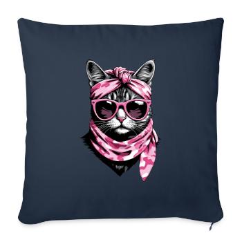 Mignonne maman chat chat maman avec style - Housse de coussin décorative 45 x 45 cm - bleu marine - Devant
