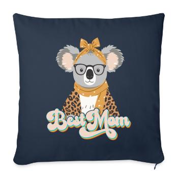 Drôle Koala Maman Mignon Maman Koala Ours - Housse de coussin décorative 45 x 45 cm - bleu marine - Devant