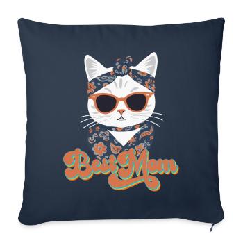 Meilleure Maman Chat Mignon Maman Élégant - Housse de coussin décorative 45 x 45 cm - bleu marine - Devant