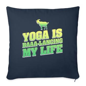 Yoga de la chèvre Équilibrer ma vie - Housse de coussin décorative 45 x 45 cm - bleu marine - Devant