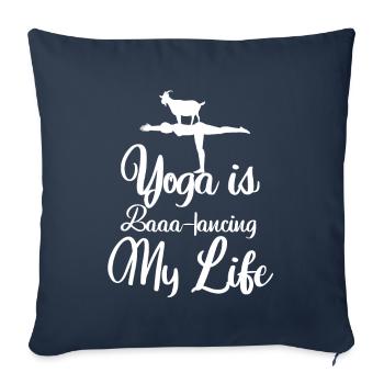 Yoga de la chèvre Équilibrer ma vie - Housse de coussin décorative 45 x 45 cm - bleu marine - Devant