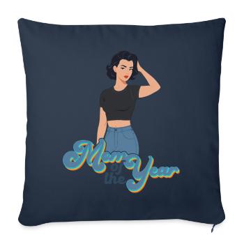 Mère de l’année Maman drôle Fière maman Design - Housse de coussin décorative 45 x 45 cm - bleu marine - Devant