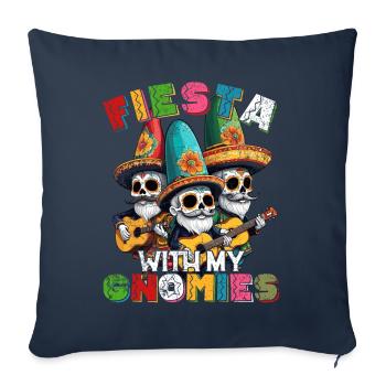 Drôle de fête des gnomes et mexicain - Housse de coussin décorative 45 x 45 cm - bleu marine - Devant
