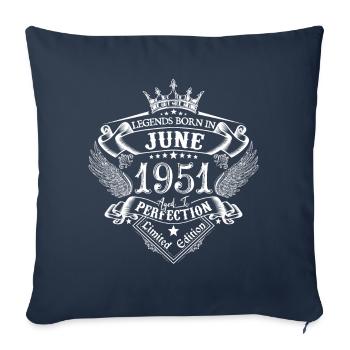 Juin 1951 anniversaire Juin 1951 Juin cadeau - Housse de coussin décorative 45 x 45 cm - bleu marine - Devant