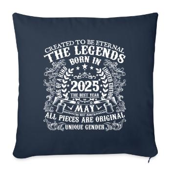 Mai 2025 anniversaire 2025 Mai meilleure année - Housse de coussin décorative 45 x 45 cm - bleu marine - Devant
