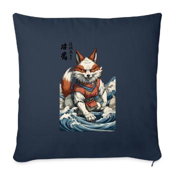 Ukiyo-E Art Style Japanese Kitsune Mask - Sofa pillowcase 17,3'' x 17,3'' (45 x 45 cm) - navy - Front