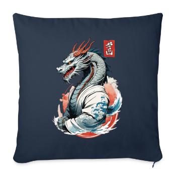 Japanese Dragon Vintage Style with Kanji Sign - Sofa pillowcase 17,3'' x 17,3'' (45 x 45 cm) - navy - Front