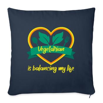 Vegetarian Balancing My Life - Sofa pillowcase 17,3'' x 17,3'' (45 x 45 cm) - navy - Front