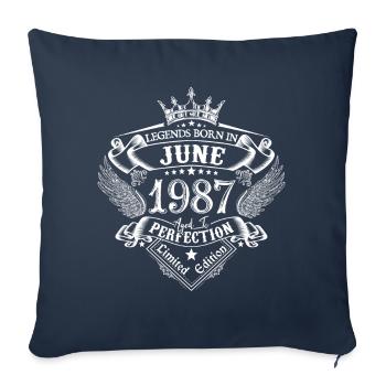 Juin 1987 anniversaire Juin 1987 Juin cadeau - Housse de coussin décorative 45 x 45 cm - bleu marine - Devant