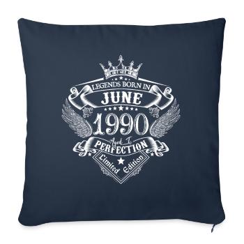 Juin 1990 anniversaire Juin 1990 Juin cadeau - Housse de coussin décorative 45 x 45 cm - bleu marine - Devant