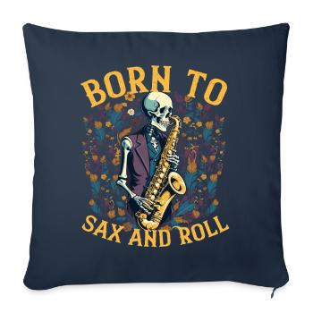 Saxophoniste Rocker Drôle Jazz Musique Design - Housse de coussin décorative 45 x 45 cm - bleu marine - Devant